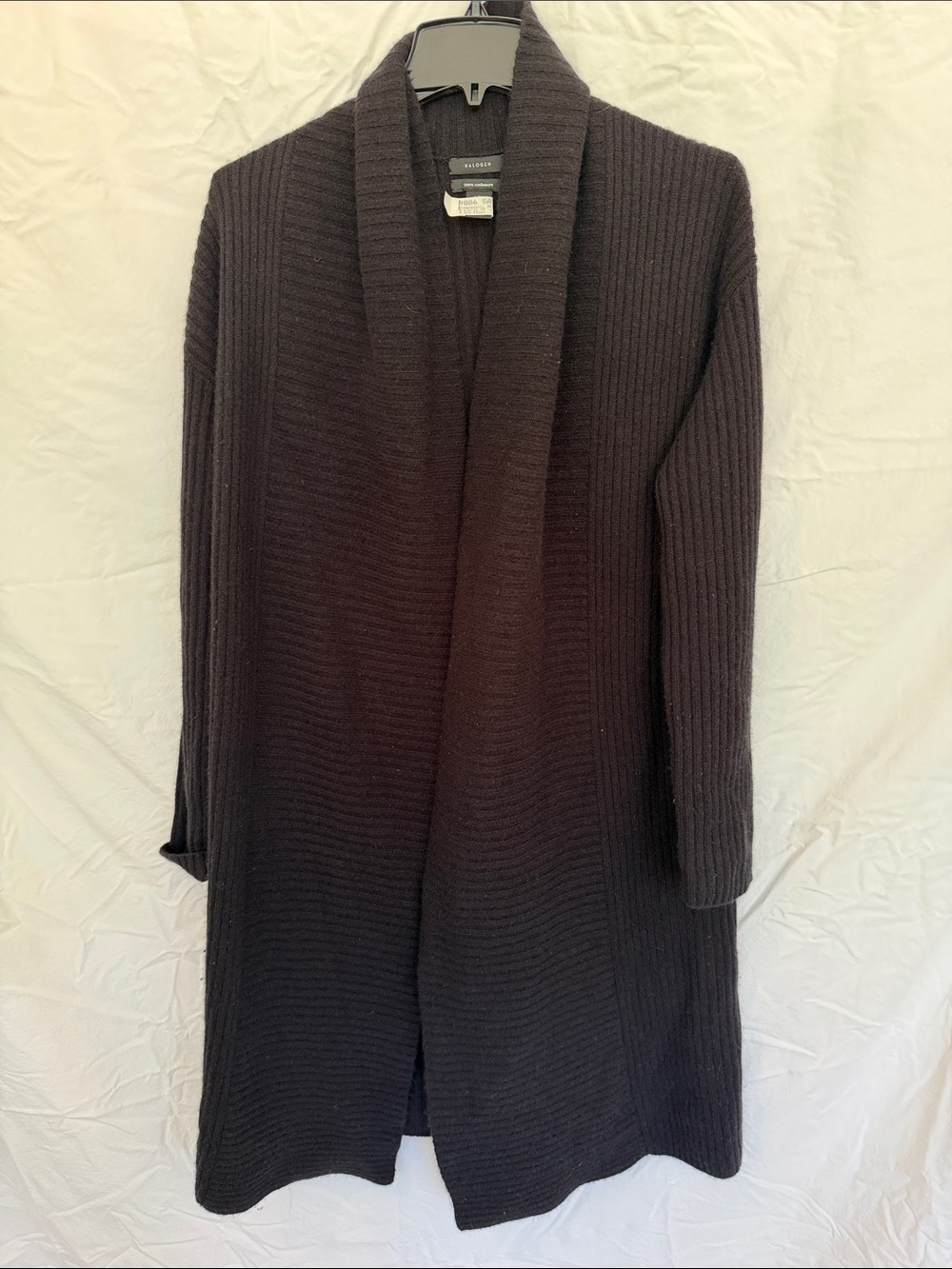 Halogen 100% Cashmere Long Open Cardigan Sweater – Black size S/M